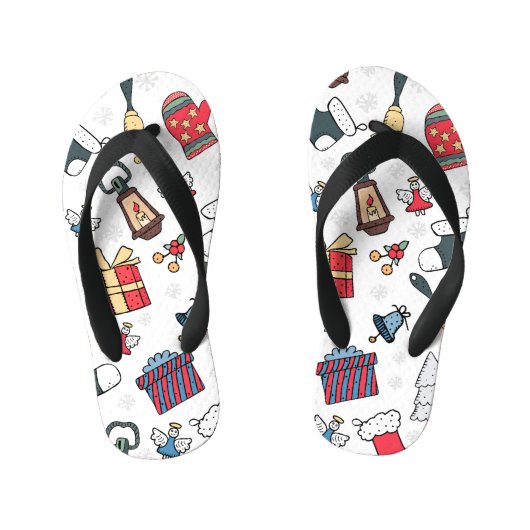 Nieuwjaar: Kerstvakantie patroon. Kinder Teenslippers (Voetbed)