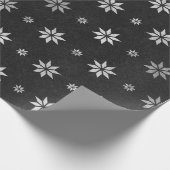 Nieuwjaar kerstvip sneeuwvlokken zwart, zilver cadeaupapier (Hoek)