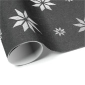 Nieuwjaar kerstvip sneeuwvlokken zwart, zilver cadeaupapier (Rol Hoek)