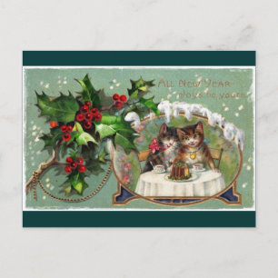 Nieuwjaar Kittens vieren Feestdagenkaart