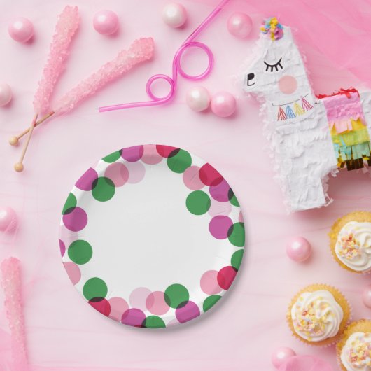 Nieuwjaar Kleurrijke Leuke Confetti Stippen Holida Papieren Bordje (Feest)