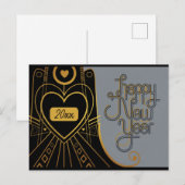 Nieuwjaar  kunstdeco briefkaart (Voorkant / Achterkant)