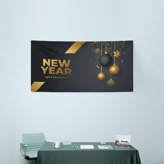 Nieuwjaar laten we vieren spandoek (Beurs)