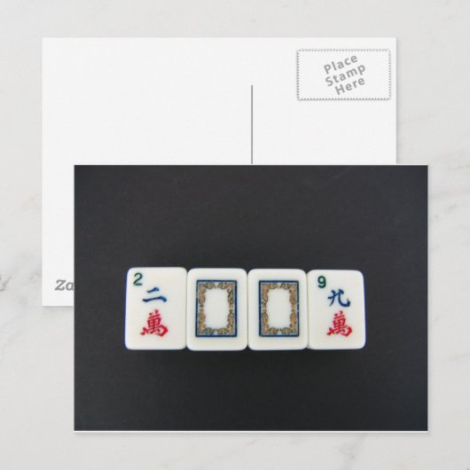 Nieuwjaar Mah-Jong Feestdagenkaart (Voorkant / Achterkant)