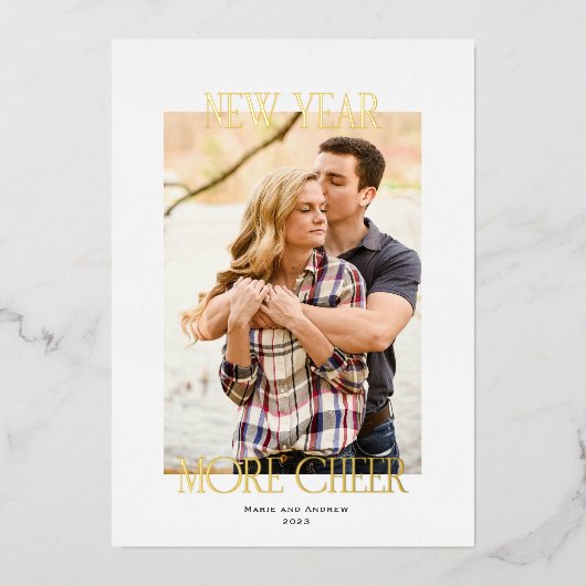 Nieuwjaar Meer Cheer Folie Feestdagenkaart (Voorkant)