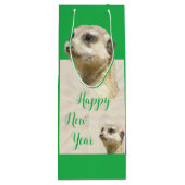 Nieuwjaar Meerkat GREEN Wine Bag Wijn Cadeautas (Achterkant)