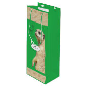 Nieuwjaar Meerkat GREEN Wine Bag Wijn Cadeautas (Voorkant Gekanteld)