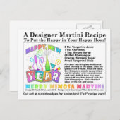 Nieuwjaar Merry Mimosa Martini Recept Briefkaart (Voorkant / Achterkant)