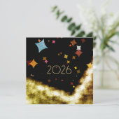 Nieuwjaar met Gold & Confettis uitnodiging ( 2026 (Staand voorkant)