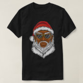 Nieuwjaar met Kerstmis in Black Cool Santa Claus T-shirt (Design voorkant)