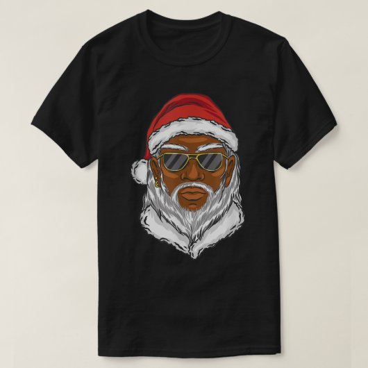 Nieuwjaar met Kerstmis in Black Cool Santa Claus T-shirt (Design voorkant)