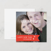 Nieuwjaar met lint: Aangepaste foto Nieuwjaar C Feestdagenkaart (Voorkant / Achterkant)