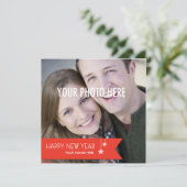 Nieuwjaar met lint: Aangepaste foto Nieuwjaar C Feestdagenkaart (Staand voorkant)
