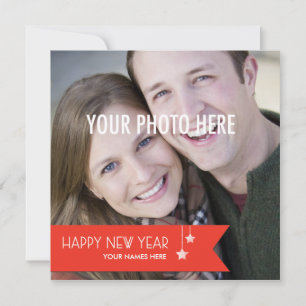 Nieuwjaar met lint: Aangepaste foto Nieuwjaar C Feestdagenkaart