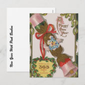 Nieuwjaar met roze bonbon feestdagenkaart (Voorkant / Achterkant)