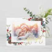 Nieuwjaar met Spruce takken Foto Wenskaart Aankondiging (Staand voorkant)