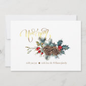 Nieuwjaar met Spruce takken Foto Wenskaart Aankondiging (Achterkant)