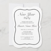 Nieuwjaar Modern Minimalistisch Wit Zwart Kaart (Voorkant)