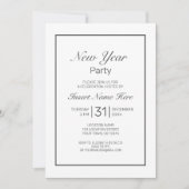 Nieuwjaar Modern Minimalistisch Wit Zwart Kaart (Voorkant)