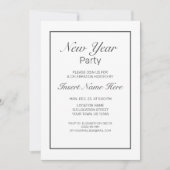 Nieuwjaar Modern Minimalistisch Wit Zwart Kaart (Voorkant)