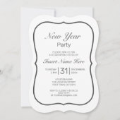 Nieuwjaar Modern Minimalistisch Wit Zwart Kaart (Voorkant)
