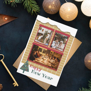 Nieuwjaar   Moderne 3-fotocollage-kerstkaart