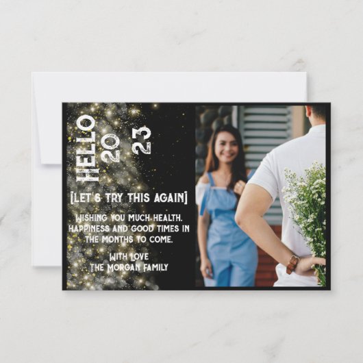 Nieuwjaar moderne aangepaste feestdag - Foto bedan Bedankkaart (Voorkant)