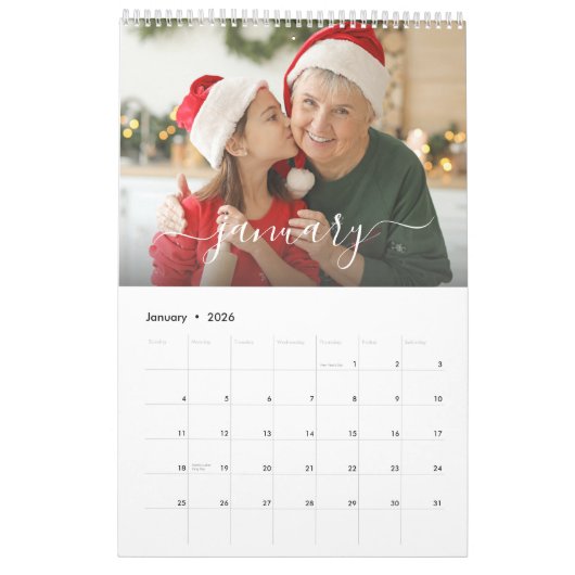 Nieuwjaar moderne familie 24 foto Elegant goud Kalender (Jan 2026)