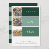 Nieuwjaar moderne fotokaart sjabloon groene tint (Voorkant / Achterkant)