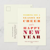 Nieuwjaar moderne, heldere regenboogtypografie feestdagenkaart (Voorkant / Achterkant)