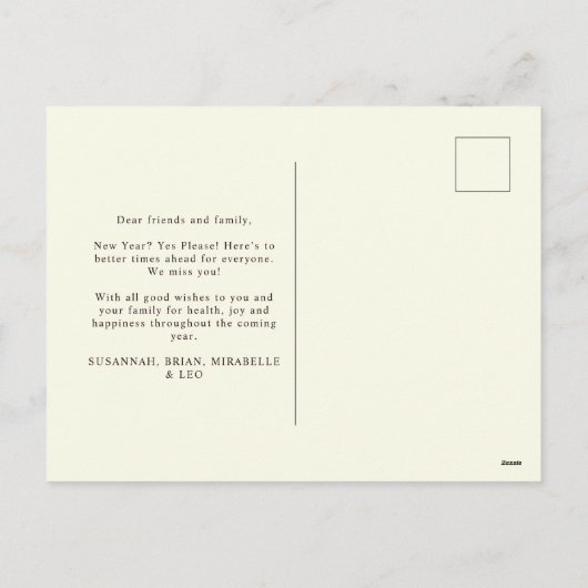 Nieuwjaar moderne, heldere regenboogtypografie feestdagenkaart (Achterkant)