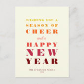 Nieuwjaar moderne, heldere regenboogtypografie feestdagenkaart (Voorkant)