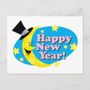 Nieuwjaar Moon & Stars Feestdagenkaart