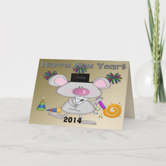 Nieuwjaar Mouse Wenskaart Feestdagen Kaart (Voorkant)