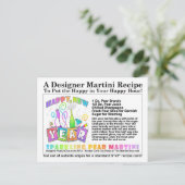 Nieuwjaar Mousserende Pear Martini Recept Briefkaa Feestdagenkaart (Staand voorkant)