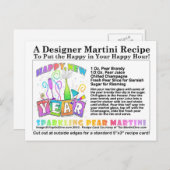 Nieuwjaar Mousserende Pear Martini Recept Briefkaa Feestdagenkaart (Voorkant / Achterkant)