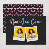 Nieuwjaar multi-foto heldere moderne kleurrijke ne aankondiging (Voorkant / Achterkant)