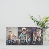Nieuwjaar naadloze 3-foto's feestdagenkaart (Staand voorkant)