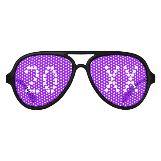 Nieuwjaar neon paarse aangepaste nummer jaar leuk  aviator zonnebril (Voorkant)