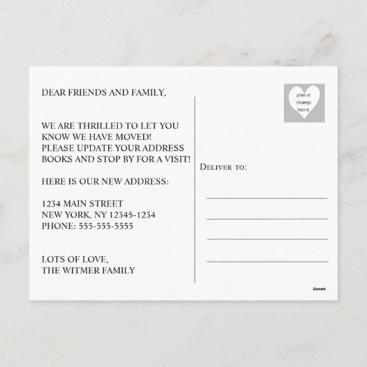 Nieuwjaar, New Home We hebben de aankondiging verp (Achterkant)