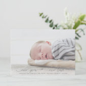 Nieuwjaar New Love Script Photo Birth Notice Aankondiging (Staand voorkant)