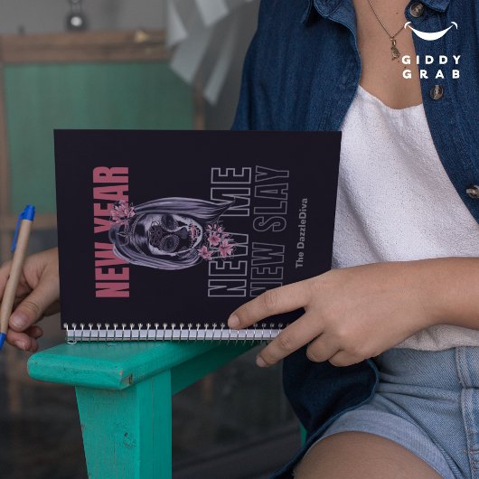 Nieuwjaar, New Me, New Slay! Meisje Power Skull Zw Planner