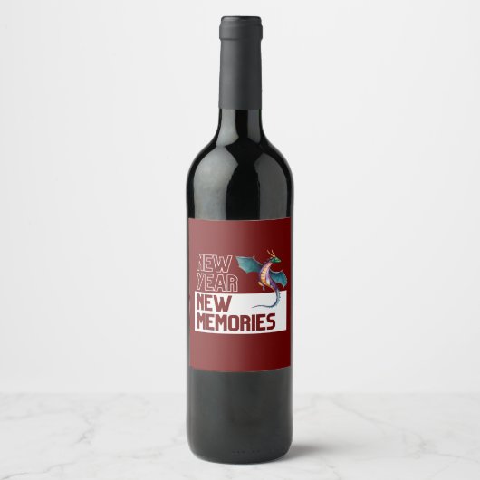 Nieuwjaar New Memories Dragon Cherry Red Wijn Etiket (Voorkant)