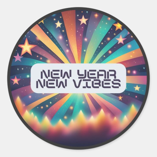 Nieuwjaar New Vibes Ronde Sticker (Voorkant)