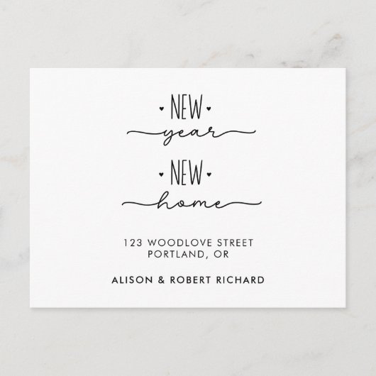 Nieuwjaar Nieuw Adres Home Moving Aankondiging Briefkaart (Voorkant)
