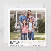 Nieuwjaar Nieuw Begin 4 Foto Modern Gold Script Feestdagenkaart (Voorkant)