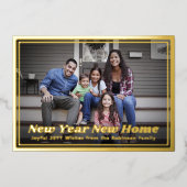 Nieuwjaar Nieuw Home Adres 2 Foto Retro Folie Feestdagenkaart (Voorkant)