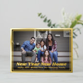 Nieuwjaar Nieuw Home Adres 2 Foto Retro Folie Feestdagenkaart (Staand Voorkant)