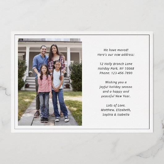 Nieuwjaar Nieuw Home Adres 2 Foto Retro Folie Feestdagenkaart (Achterkant)