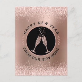 Nieuwjaar Nieuw Huis Roze Goud Adreswijziging Briefkaart